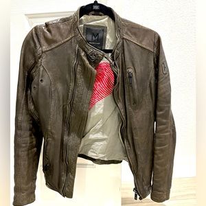 Mauritius brown leather jacket small slim fit great condition